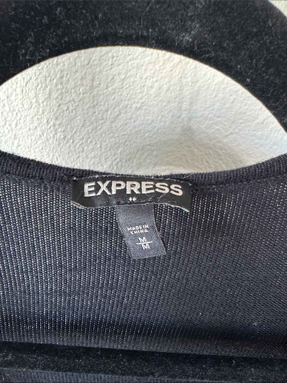 Express Black Ribbed Long Cardigan - Picture 2 of 2